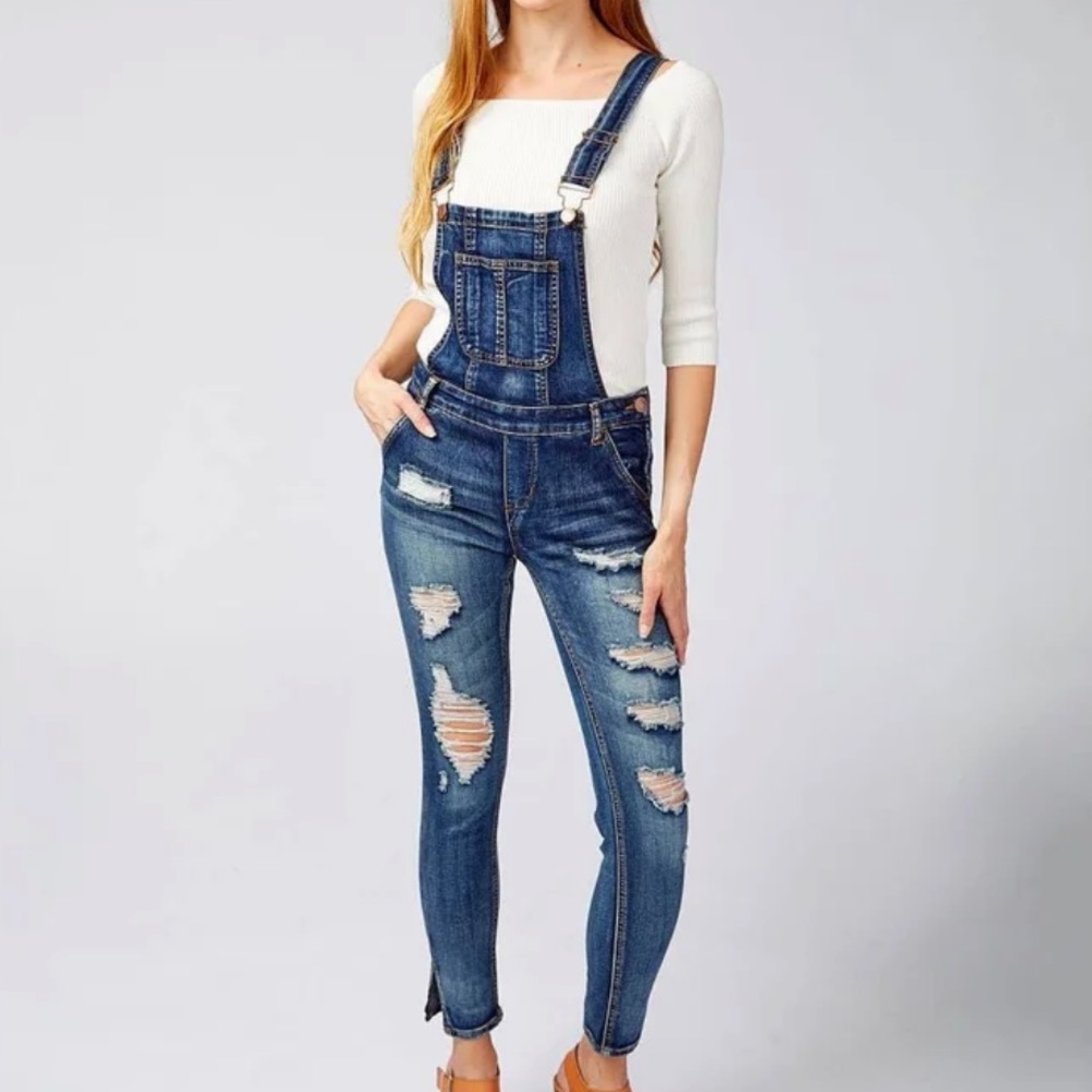 Dollhouse Distressed Jean Overalls/ Jumpsuit Size 5